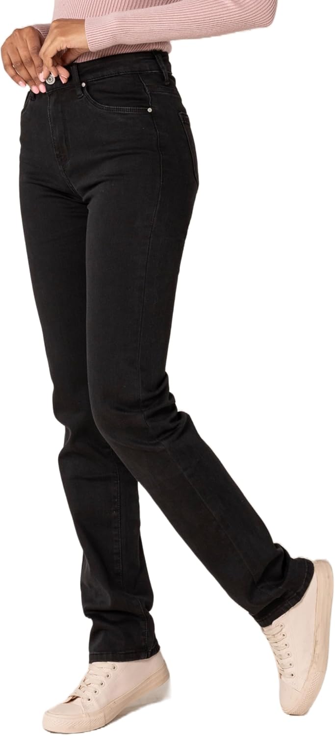 Nina Carter P209 Damen High Waist Tall Jeans Straight Leg Jeanshose mit geradem Beinschnitt Used-Loo