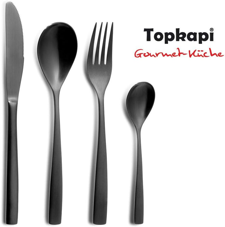 Topkapi Gourmet-Küche - 6325 Schwarz – Besteck Black Kaiser, 24-tlg Besteck-Set, Edelstahl in Farbe