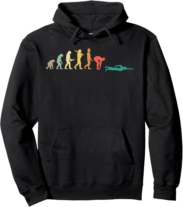 Retro Schwimmen Evolution Geschenk für Schwimmer Pullover Hoodie