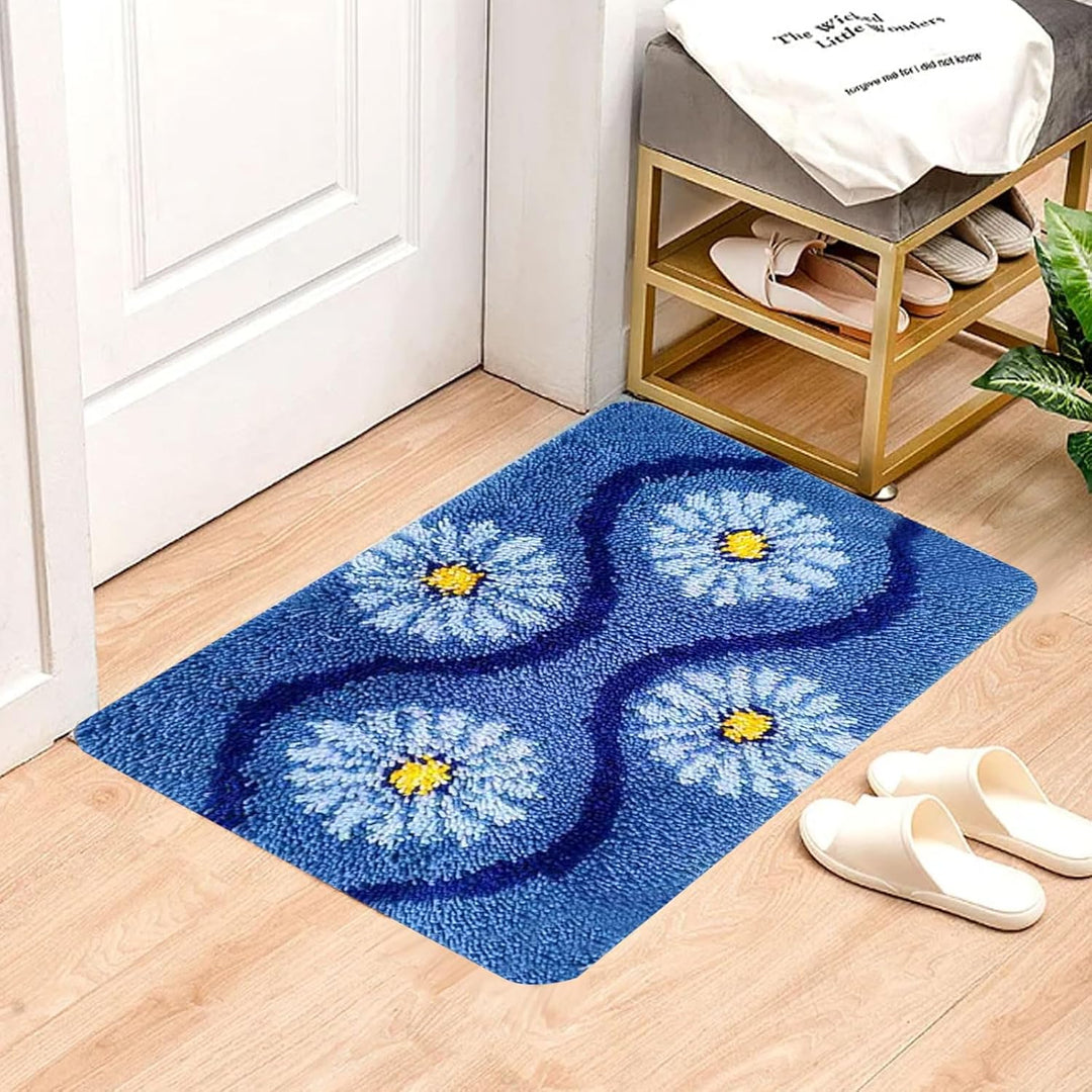 kingsea DIY Knüpfsets Kreuzstich Teppich Set, 60x40cm Teppich Selber Machen Set, Farbmusterdruck Git