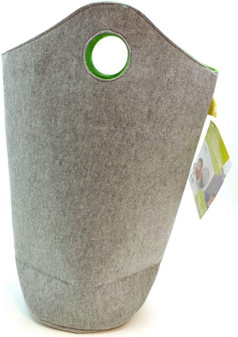 Spielzeugtasche - FELT - runde Speilzeugtasche grau/lime