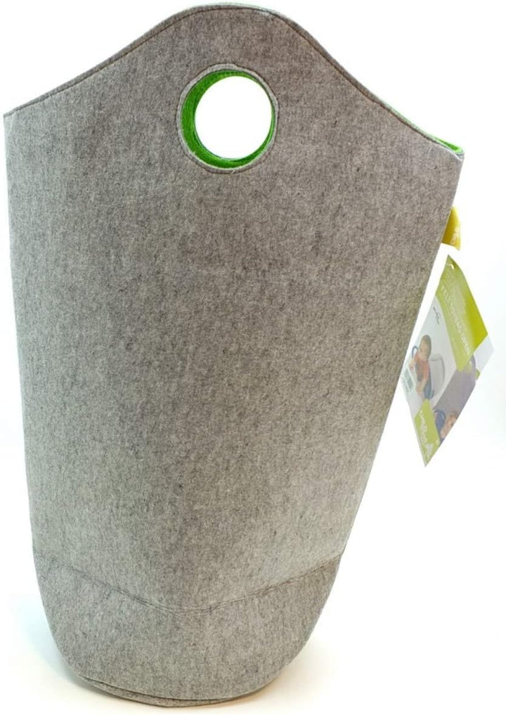 Spielzeugtasche - FELT - runde Speilzeugtasche grau/lime