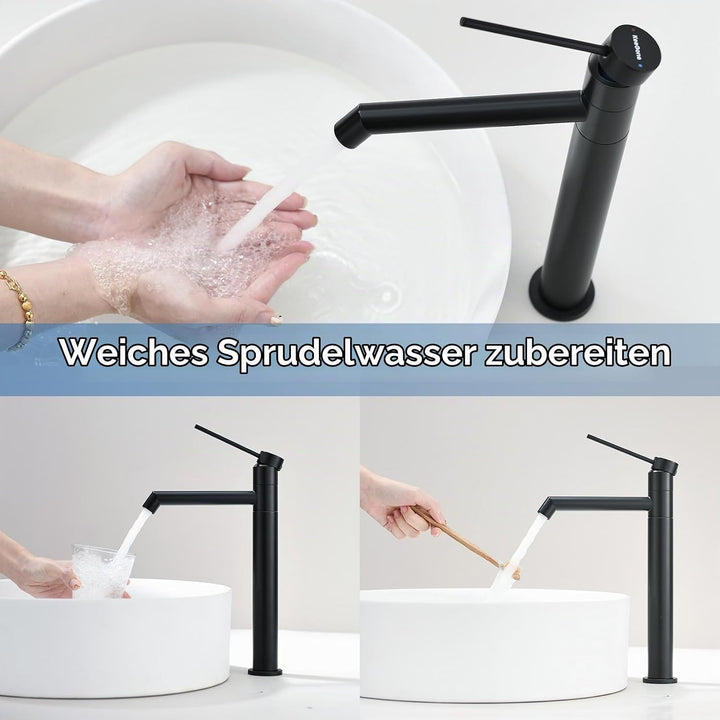 Waschtischarmatur 360° drehbar Wasserhahn Bad mit Warm- und Kaltwassermischer Auslaufhöhe 222 mm bad