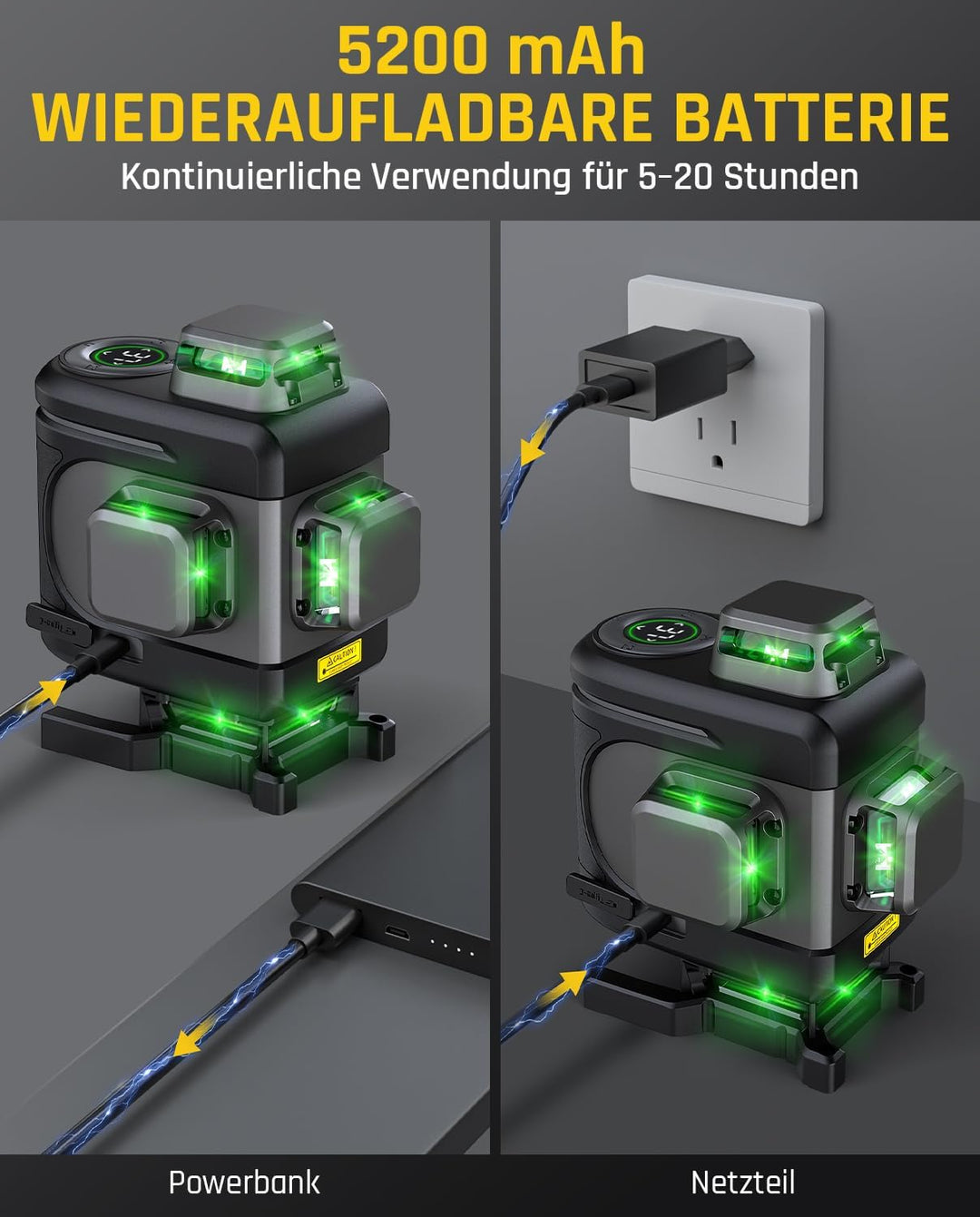 Fanttik D16 APEX Kreuzlinienlaser Grün 4x360°, 16 Linien Selbstnivellierender Linienlaser mit LED-Bi