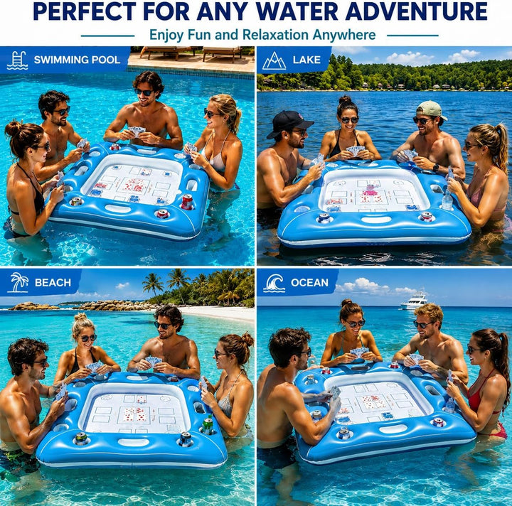 Luftmatratze mit Getränkehalter, Shyllin Tanning Pool, Pool Spielzeug | Für Poolpartys, Mit Kartensp