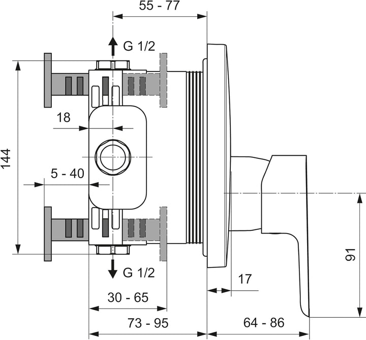 Ideal Standard A6114AA Ceraplan III Brausearmatur Unterputz, Chrom,