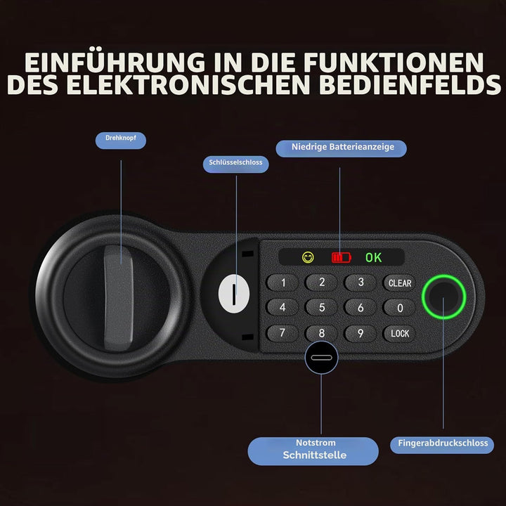 HSGCJS Grosser Fingerabdruck-Safe – 45L, biometrischer Fingerabdruck-Tresor mit digitaler Tastatur,