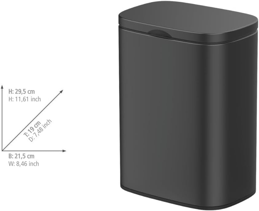 WENKO Wand-Kosmetikeimer Sare 5 Liter, Mülleimer mit Deckel und Easy-Close Absenkautomatik, Badezimm