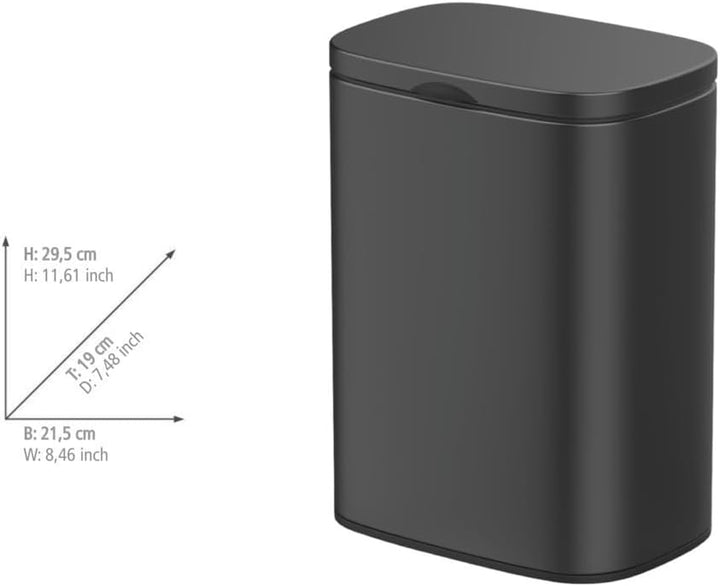 WENKO Wand-Kosmetikeimer Sare 5 Liter, Mülleimer mit Deckel und Easy-Close Absenkautomatik, Badezimm