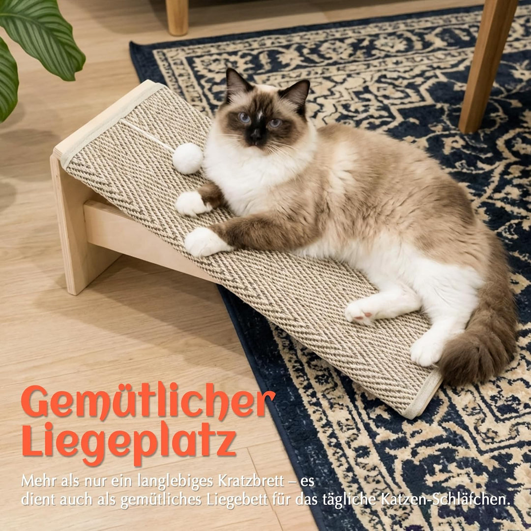 PETKARAY Kratzbrett Katze, 65 cm hoch, mit Rampe, Robustes L-förmiges Kratzmöbel als Möbelschutz, Ka
