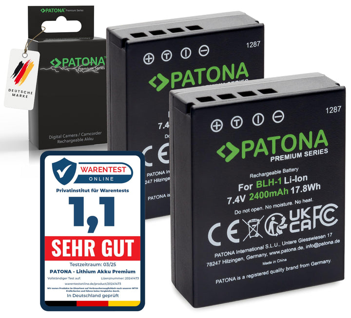 (Volldekodiert) PATONA Premium (2X) Ersatz für Akku Olympus BLH-1 (echte 2040mAh) zu Olympus OM-D E-