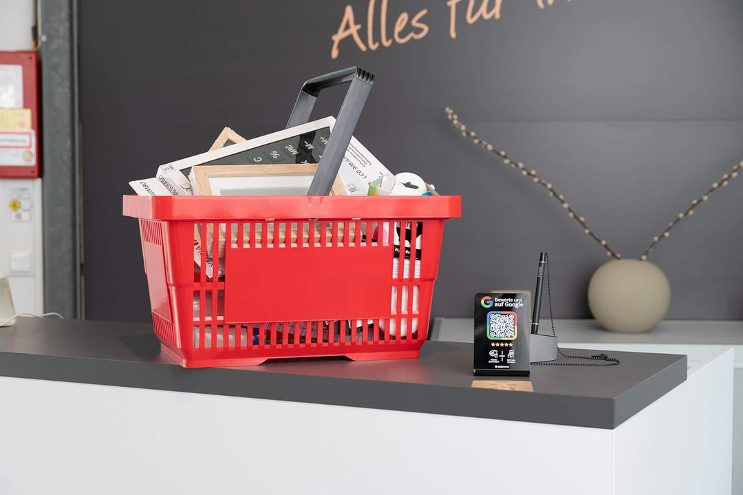 goodsforbusiness GmbH 10x Einkaufskorb rot 22l mit 1 Tragebügel Kunststoffkorb Körbe stapelbar | Tra