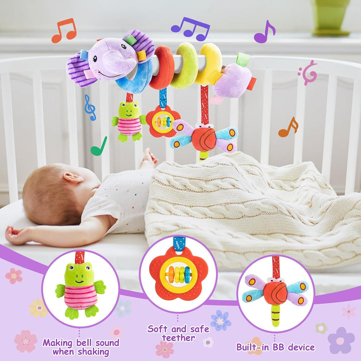 Kinderwagen Spielzeug, Baby Activity Spirale Spielzeug mit Rassel, Hängendes Spiral Plüsch Spielzeug