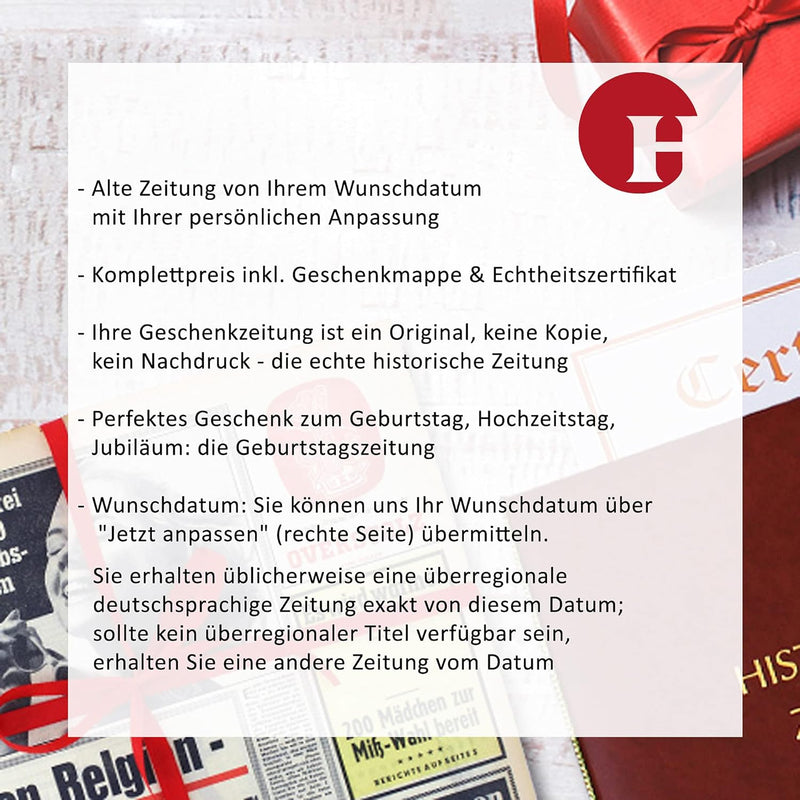 Zeitung vom Tag der Geburt 1968 - historische Zeitung inkl. Mappe & Zertifikat als Geschenkidee