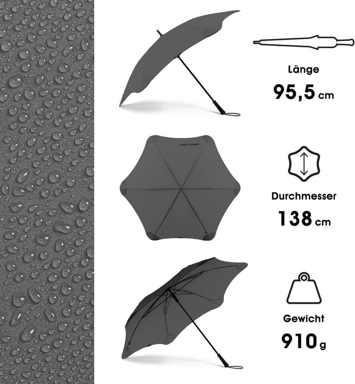Blunt Executive Stockschirm Regenschirm grau | gross & sturmfest für 2 Personen – 138 cm Ø | Innovat