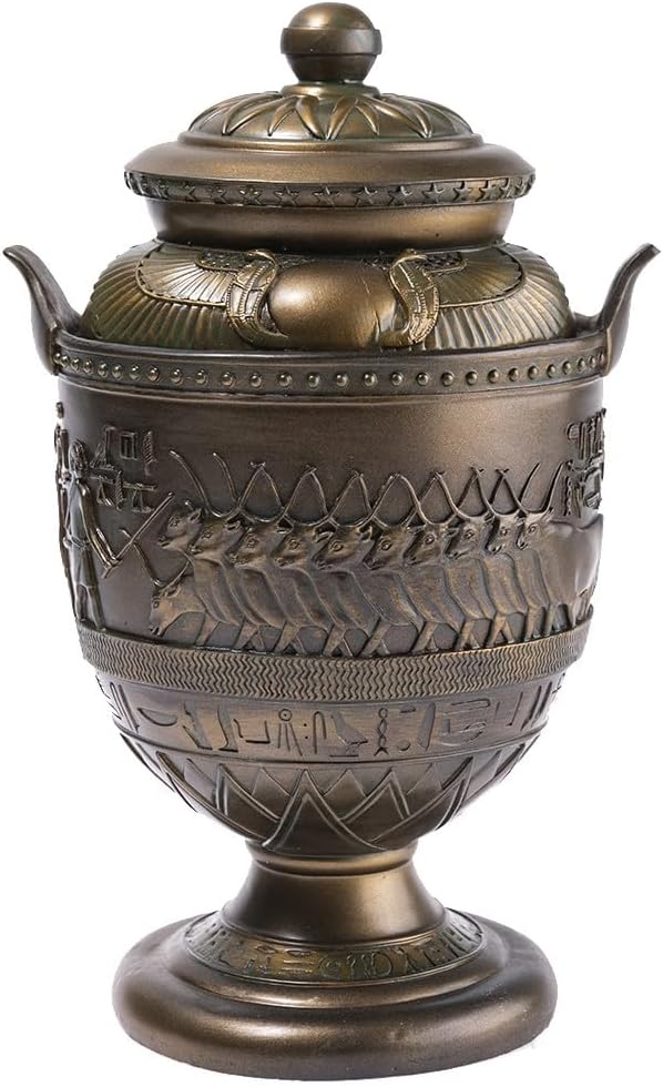 Ägyptische Deko Urne Ägyptische Dekoration Höhe 28 cm Bronze, Bronze
