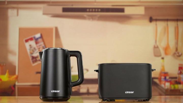 Toaster Schwarz Matt - Zwei-Scheiben-Toaster - Mit Touchscreen, 6 Bräunungsstufen, Herausnehmbarer K