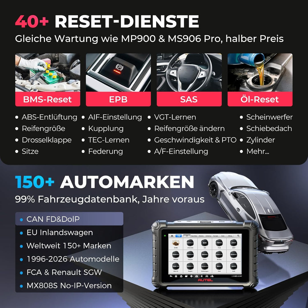 Autel MaxiCheck MX900 Diagnosegerät Auto, 2026 Bidirektionales wie MaxiCOM MK900 MK900BT OBD2 Diagno