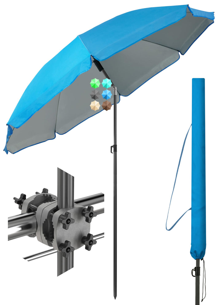 4smile Sonnenschirm Balkon SunnyJoy, 3-in-1 SET, Blau - UPF 50+ Sonnenschirm Ø 200 cm + SunnyGuy Son