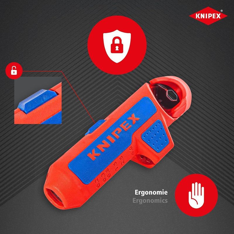 Knipex ErgoStrip® Universal-Abmantelungswerkzeug für Rechtshänder 135 mm 16 95 01 SB Rechts-Händer,