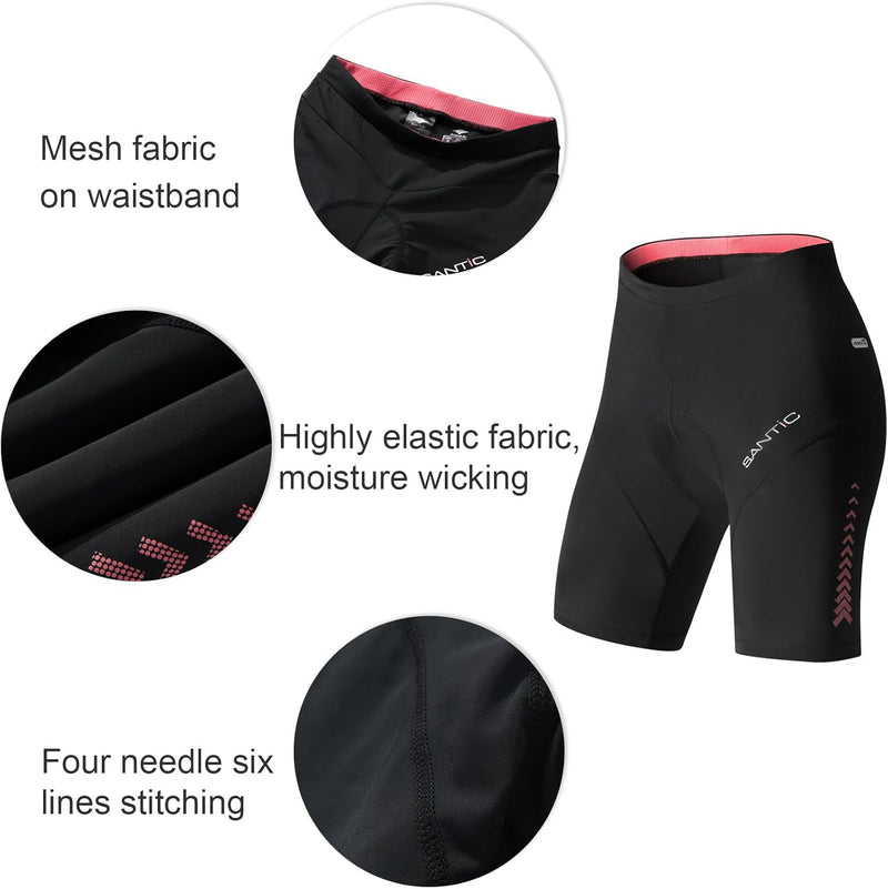 Santic Fahrradhose Damen Gepolstert Kurz Radlerhose Damen Radhose Damen mit Sitzpolster Radsportshor