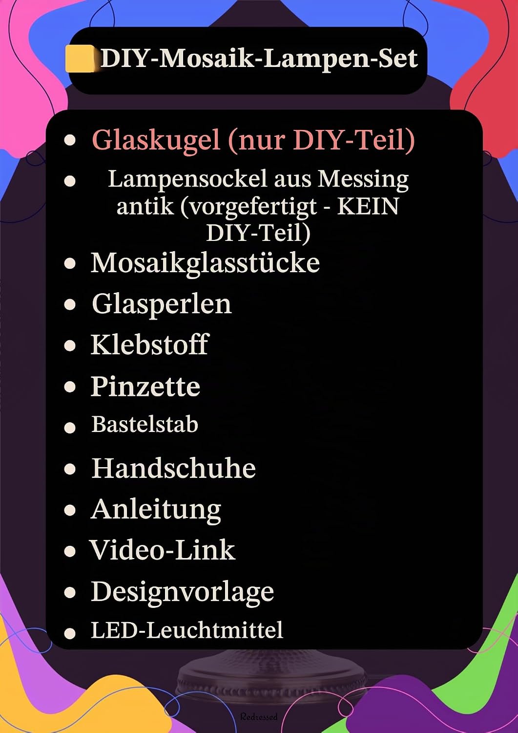 DEMMEX DIY Türkisches Mosaiklampen-Kit - Komplettes Kunst- und Handwerks-Geschenkset für Erwachsene