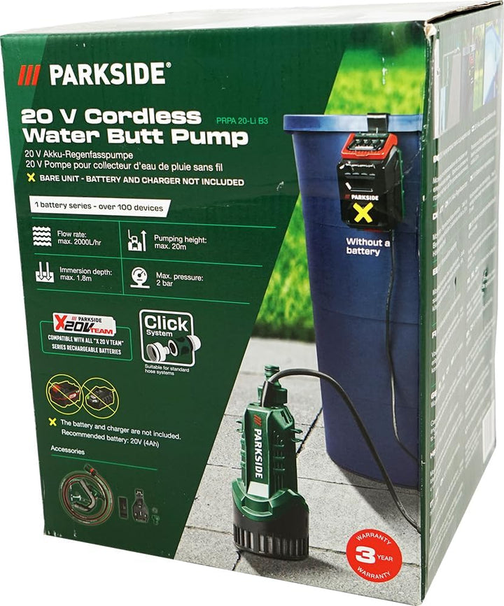 HEADNMORE® Bundle - PARKSIDE® 20V Akku Regenfasspumpe PRPA 20 (ohne Akku) +Schlüsselanhänger