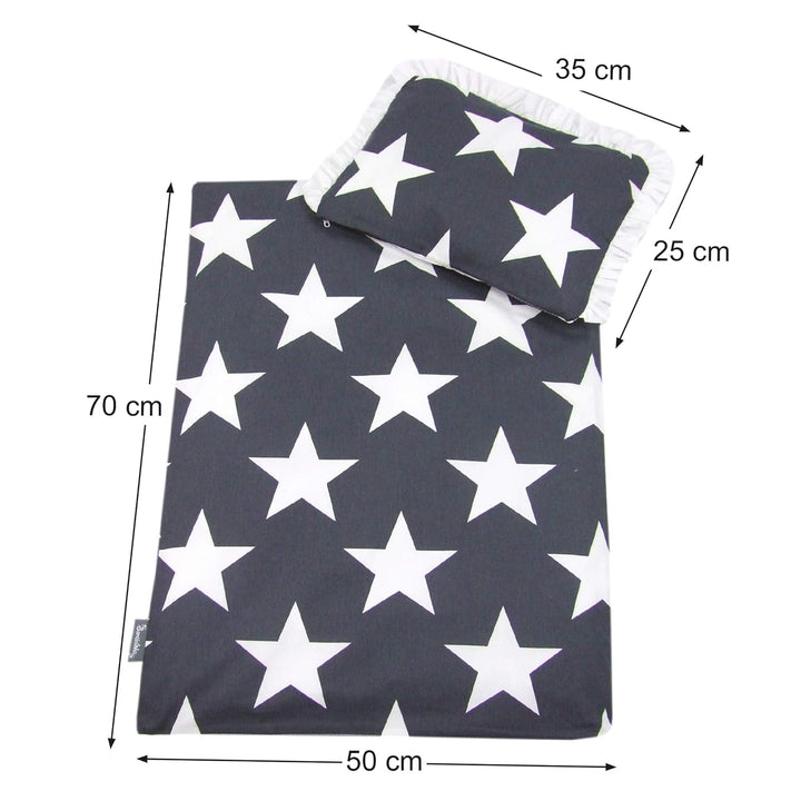 Rawstyle 4 TLG. Set Bezug (Stars) für Kinderwagen Bettwäsche Decke + Kissen + Füllung (Design 12), D