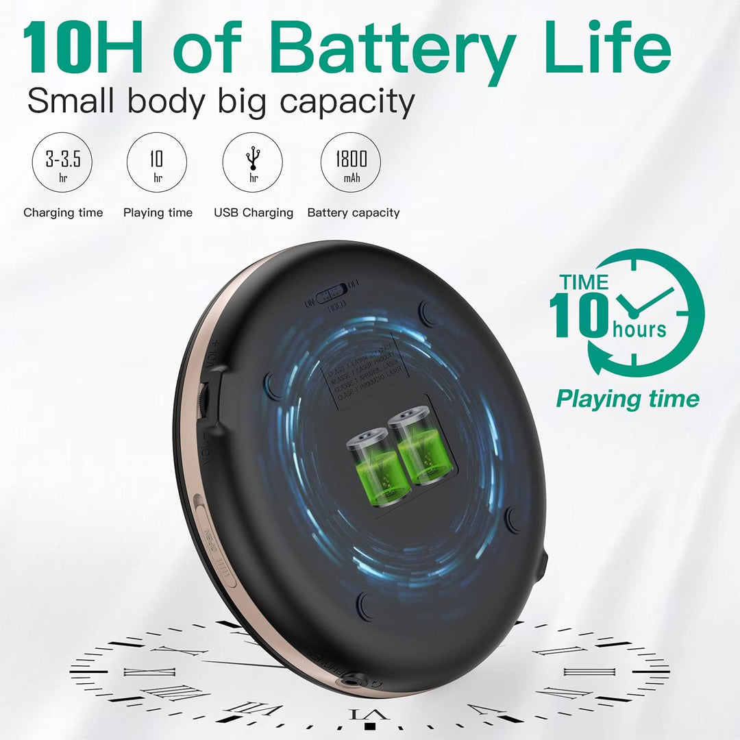 HOTT CD903TF CD Player tragbar wiederaufladbarer CD Player Bluetooth mit FM-Transmitter geeignet für