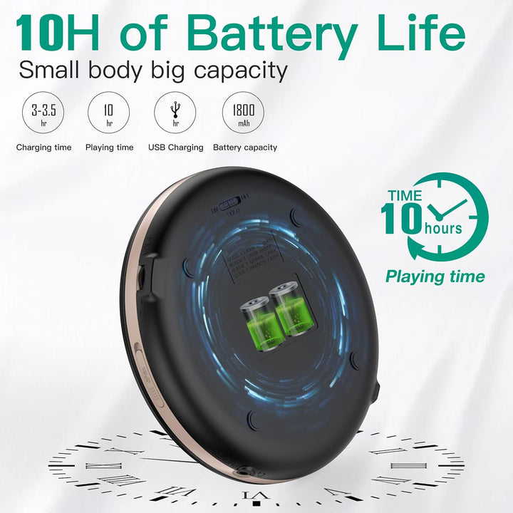 HOTT CD903TF CD Player tragbar wiederaufladbarer CD Player Bluetooth mit FM-Transmitter geeignet für