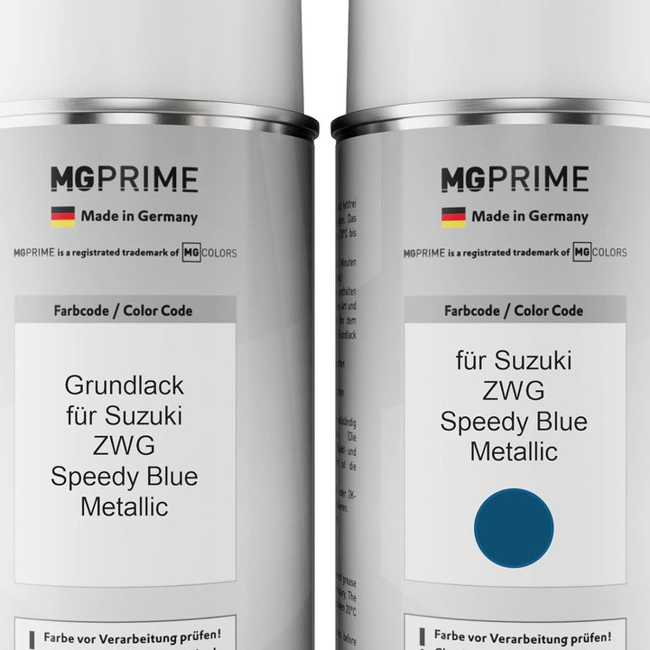 MG PRIME Autolack Sprühdosen Set für Suzuki ZWG Speedy Blue Metallic Grundlack Basislack Klarlack Sp