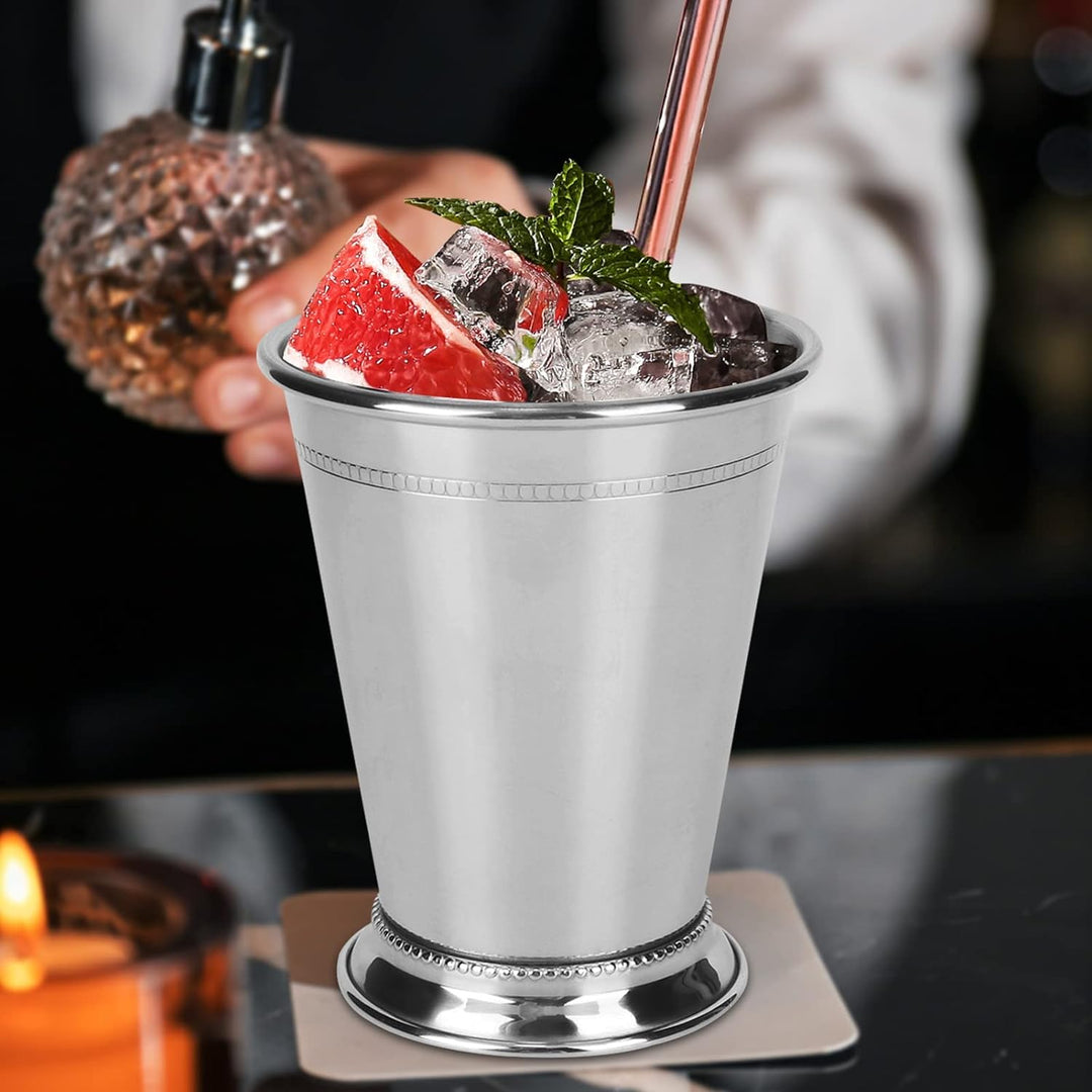 2 Stück 400 ml Mint-Julep-Becher, 14 Unzen, silberne Cocktailgläser aus Edelstahl, Moskau-Mule-Beche