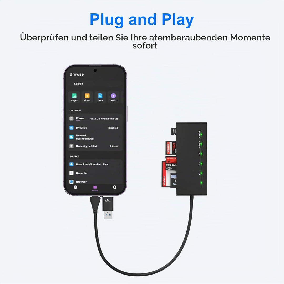 USB3.0 USB C Multi Card Reader, 7-in-1 kartenlesegerät zu SD TF Micro SD CF MS MMC Karte, Unterstütz