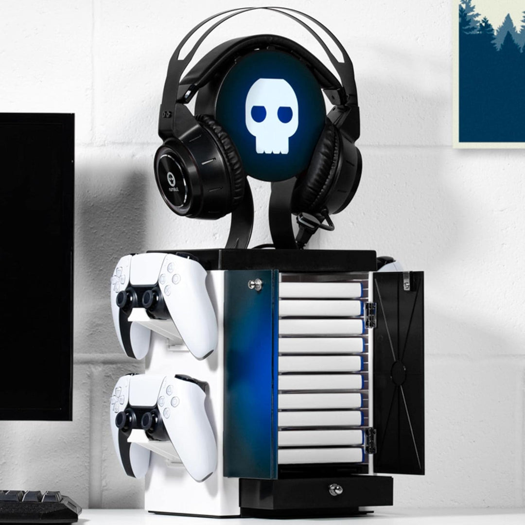 Numskull NS2612 Videospiel-Schrank, Inspiriert Von der Ps5 PS5 inspired Gaming Aufbewahrungsturm, PS