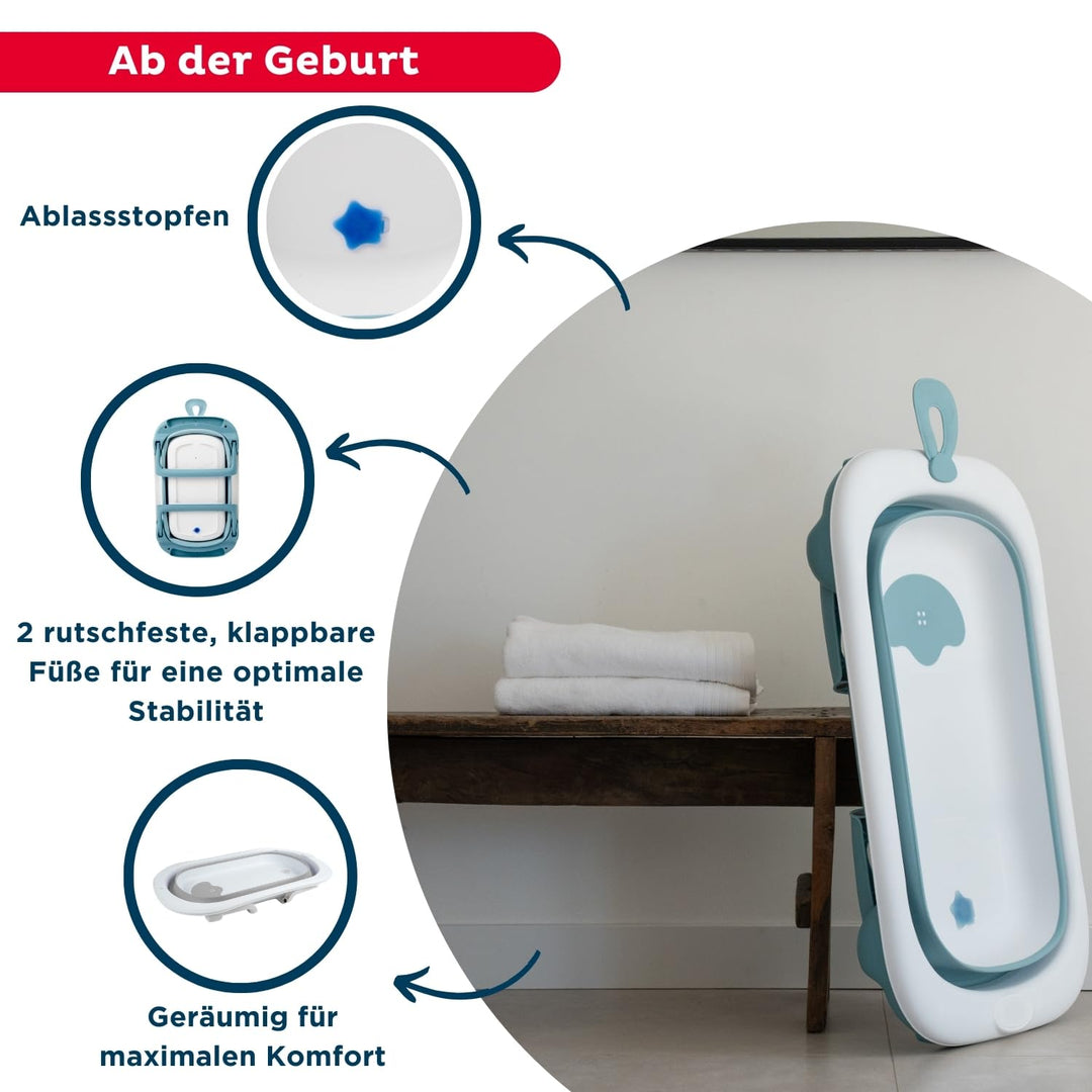 Thermobaby - Zusammenklappbare Babybadewanne BALNEA: Ultrakompakt – Design und Trend – Praktische Au