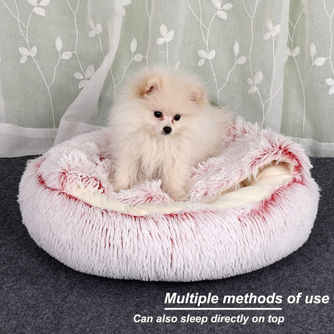 YUDANSI Katzenbett, 40cm Überdachtes Hundebett Katzenhöhlenbett Donut für Kätzchen welpen, Plüsch Ku