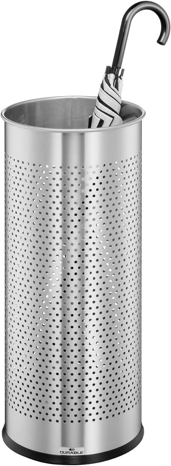 Durable Schirmständer aus Edelstahl rund 28,5 Liter, silber, 337123, Edelstahl