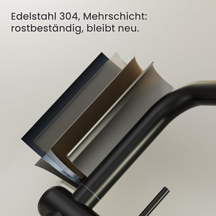 CECIPA Wasserhahn Küche Schwarz, Ausziehbar Küchenarmatur mit Brause Zwei Wasserstrahlarten, Hochdru