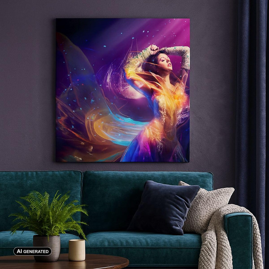 Bilder auf Leinwand Schönheit Disco Mode Make-up Leinwandbild 60x60cm Wandbilder Dekoration Wohnzimm