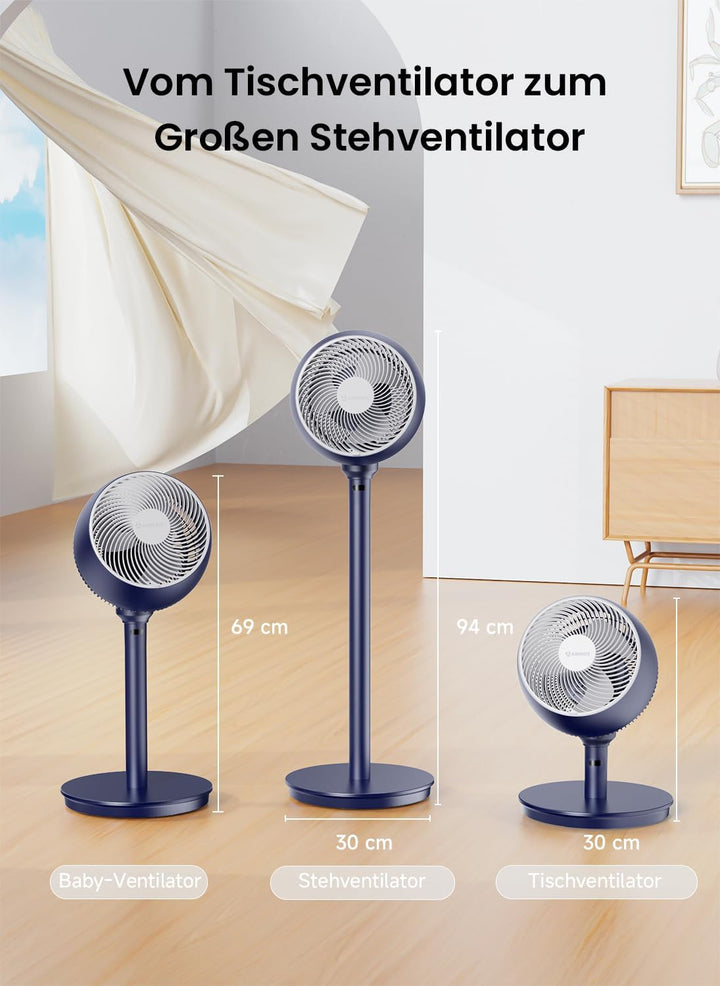 AIRMATE 25dB Standventilator, Ventilator Leise 26M Windentfernung, 1600m³/h Luftvolumen Echt Turbo-L