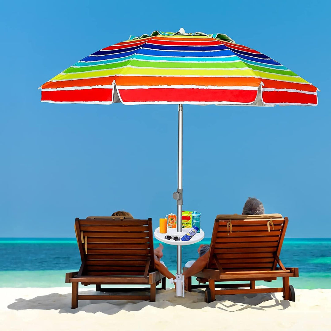 AMMSUN Sonnenschirmtisch aus Kunststoff mit 4 Becherhaltern, Weiss 12 Inch weiss 12 Inch Weiss-30,5