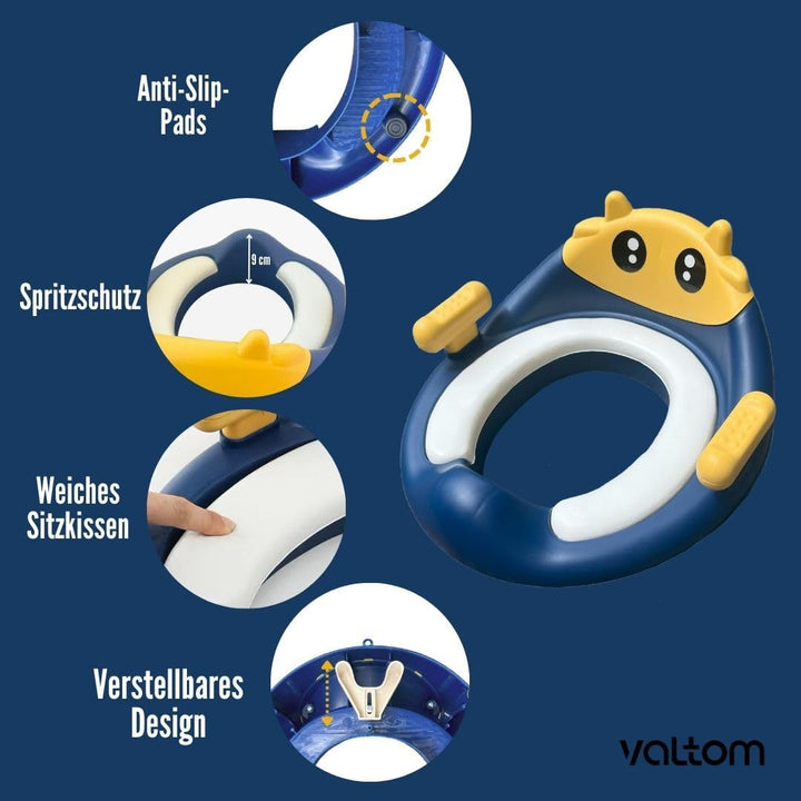 Valtom Toilettensitz Kinder mit kinderfreundlichem Tierdesign, verstellbar und rutschfest mit Sitzki