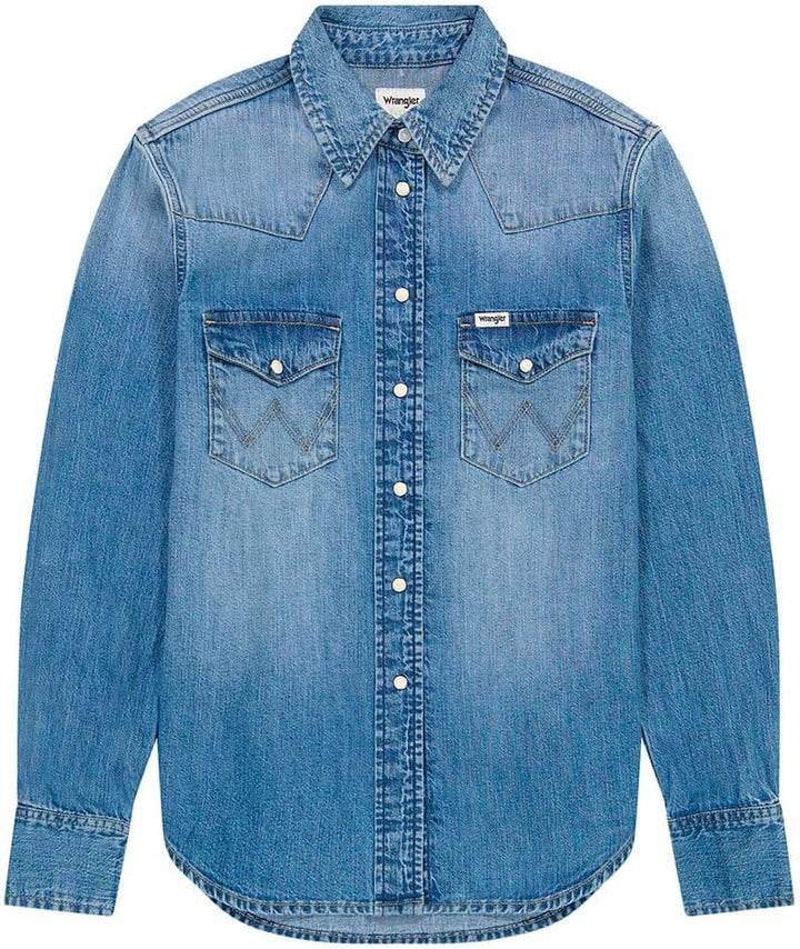 Wrangler Damen Heritage Shirt Shirt S Blue Melon Wash, S Blue Melon Wash