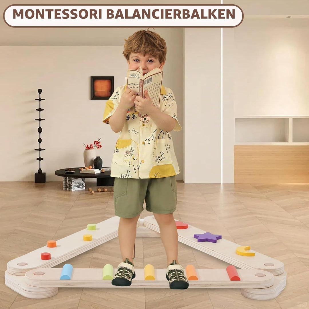 Holz Kleinkinder Schwebebalken Bunte Hindernisstange,Balancierbalken Kinder Montessori Spielzeug für