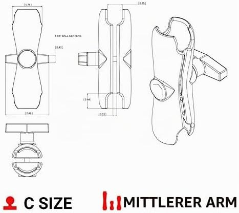 Double Socket Arm for 1.5 Ball
