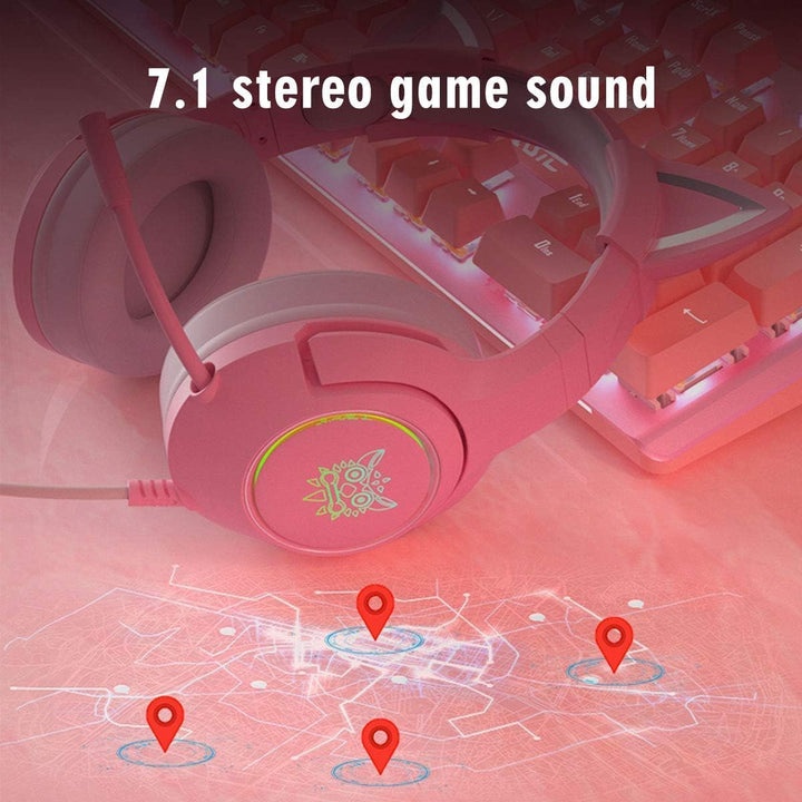 Gaming Headset für PS4,PS5,PC,Xbox One,Gamer Kopfhörer 7.1 Surround Sound Einstellbares Mikrofon,Kab
