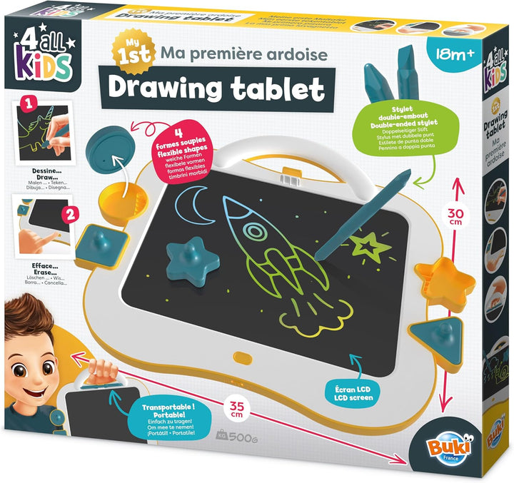 BUKI FK014 - Meine erste Maltafel ab 18 Monaten – Leichte Kinder Zeichentafel mit Griff, 4 Silikon-S