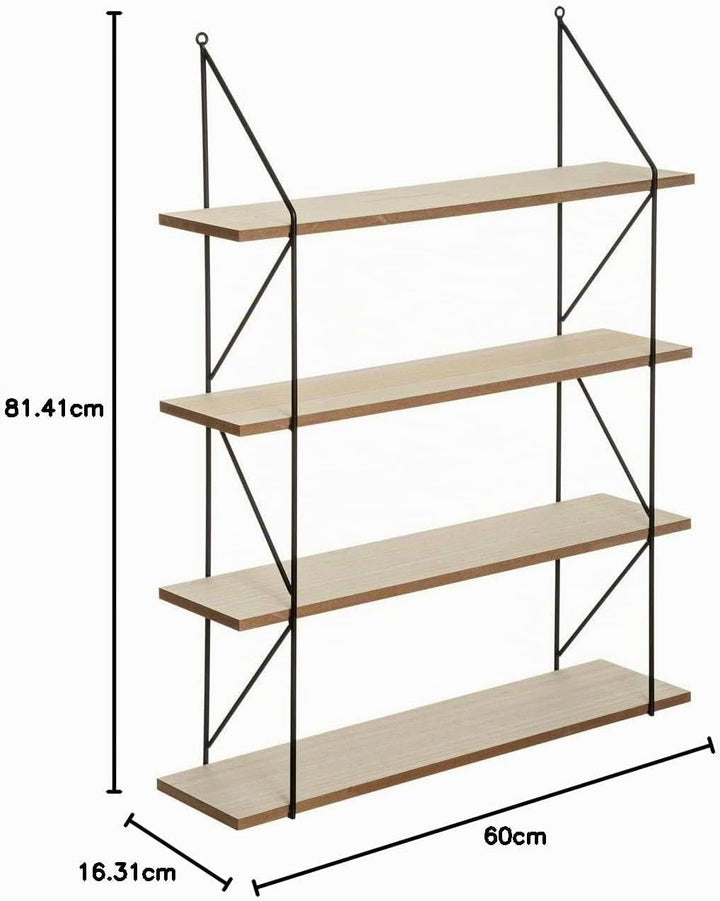Regal Wand Iris aus Metall MDF-Holzplatte 60x80cm 4 Estantes Beige, 4 Estantes Beige
