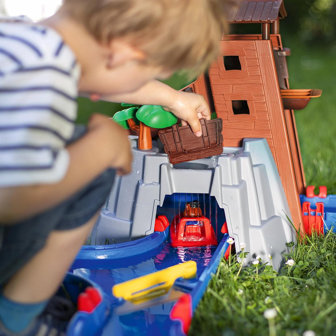 AquaPlay - AdventureLand - Wasserbahn mit Berg, Turm und Stausee, Spieleset inkl. 2 Tierfiguren, Mot