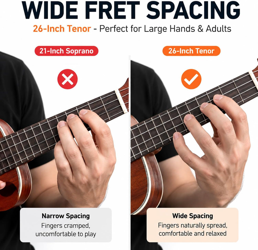 Tenor Ukulele Ranch 26 Zoll 5 in 1 Uke Bundle mit 12 Online-Lektionen Grösse 54, Grösse 54